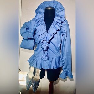 Lauren Ralph Lauren Ruffled Blue Women's Blouse